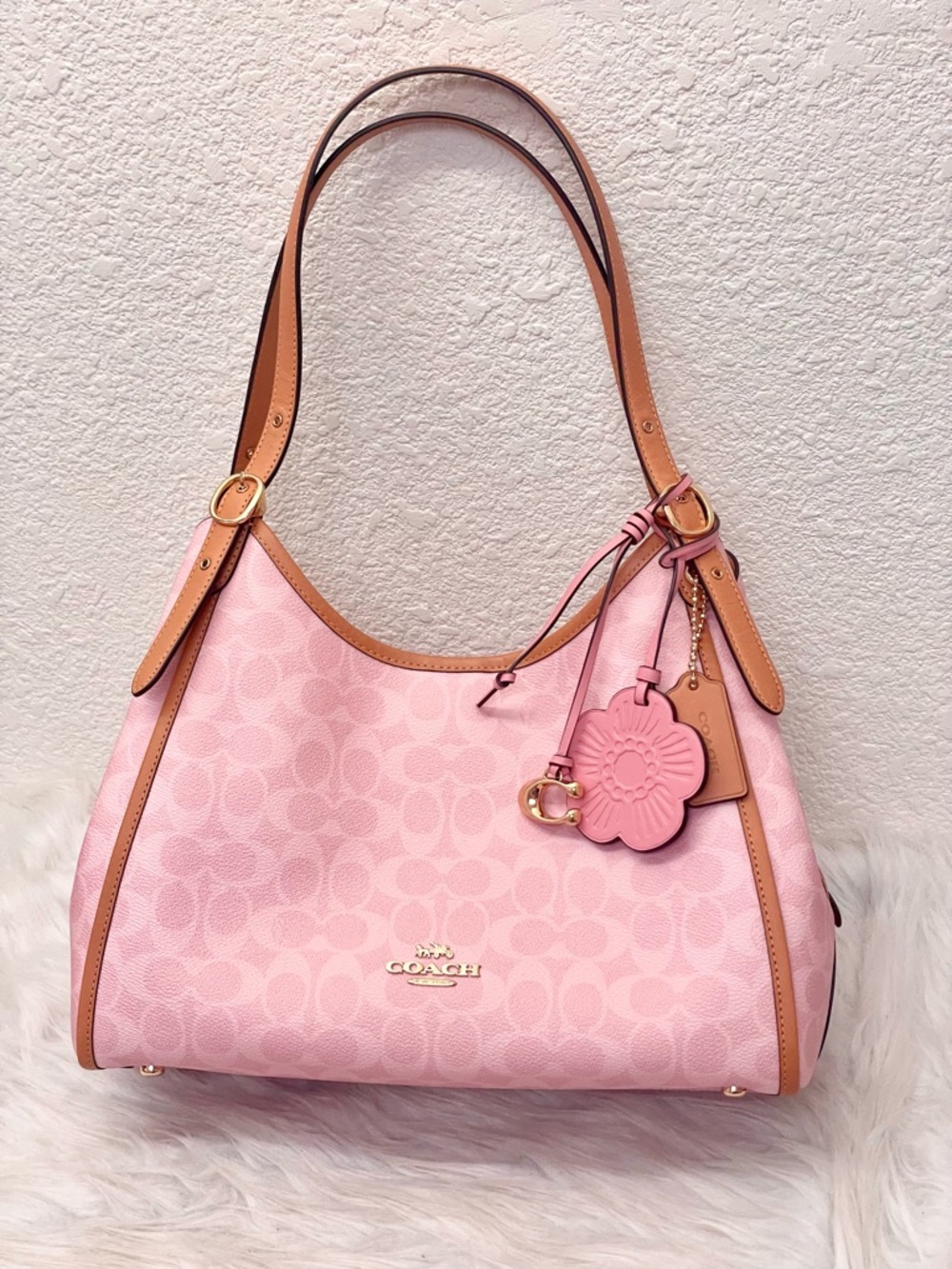 NWT COACH Erin Shoulder Bag In Signature Canvas With Charms CEL13 in powder pink